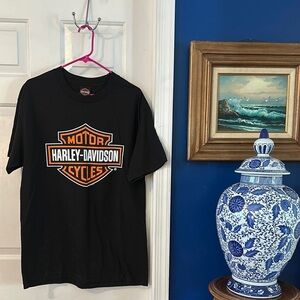 Harley-Davidson Black Graphic Design Short Sleeve 100% Cotton T-Shirt Size L